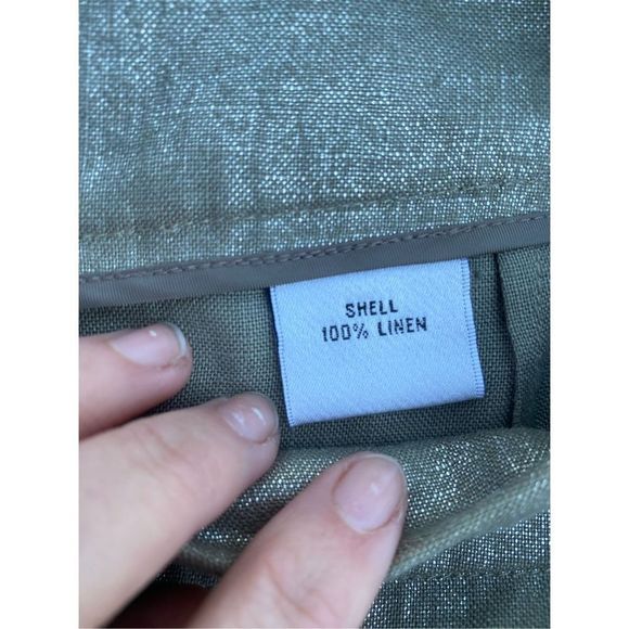 TALBOTS BRISTOL PANTS - LINEN in Metallic Gold "Flax" Size 14, MSRP $139 - Picture 5 of 9